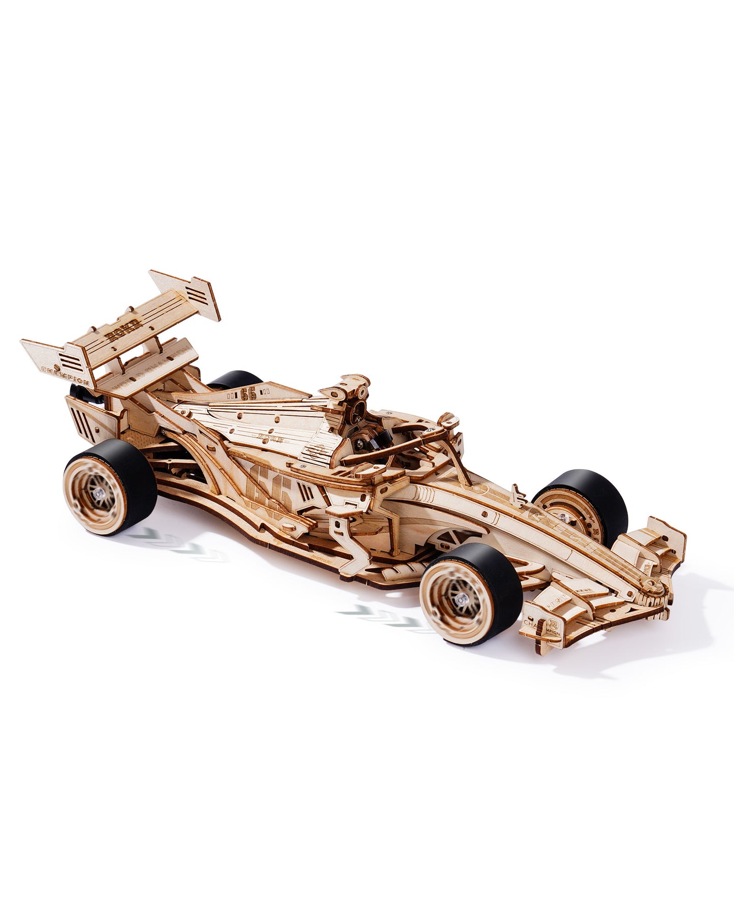 Rennwagen – Holzbausatz mit mechanischem brüllenden Motor