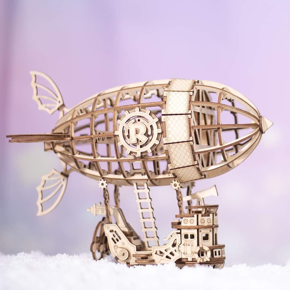 Steampunk Luftschiff – Holzbausatz Fahrzeug als Deko und zum Spielen