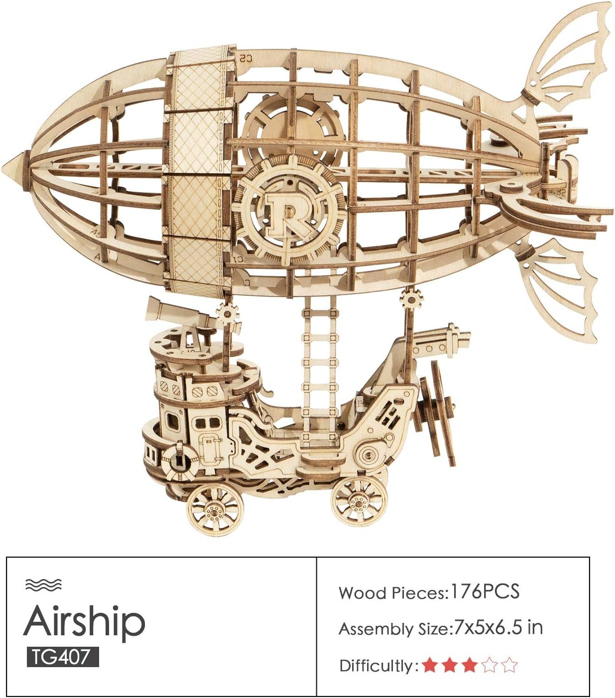 Steampunk Luftschiff – Holzbausatz Fahrzeug als Deko und zum Spielen
