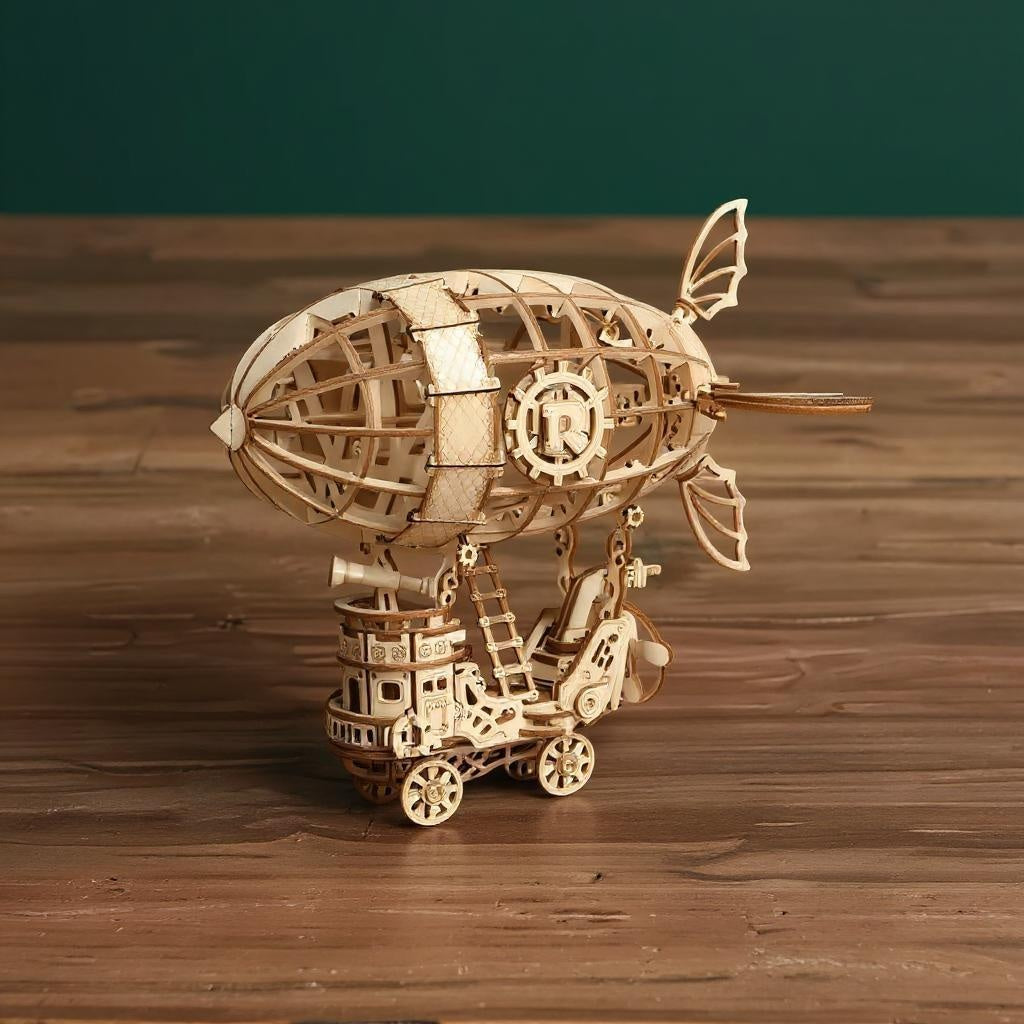 Steampunk Luftschiff – Holzbausatz Fahrzeug als Deko und zum Spielen