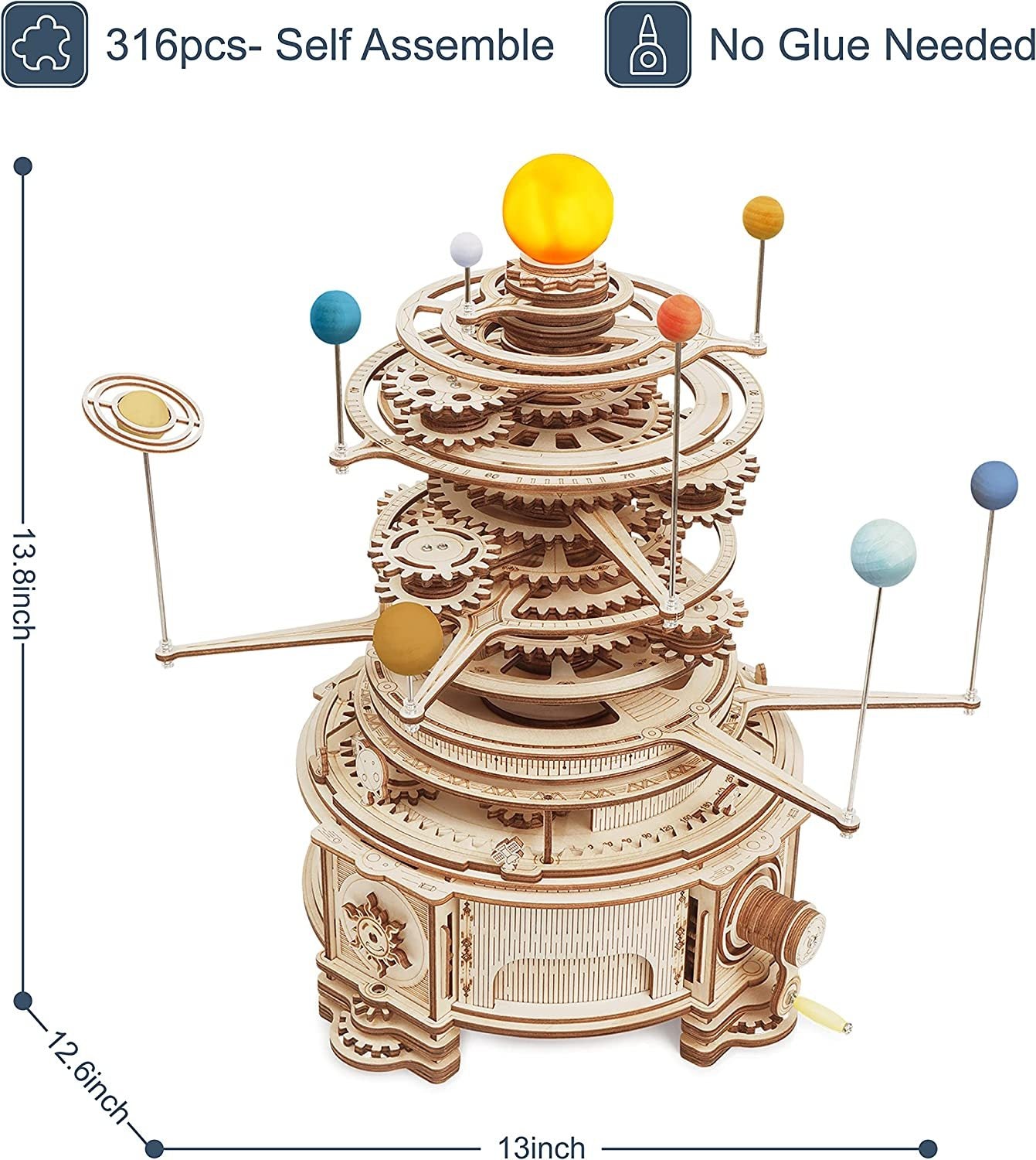 Das große Planetarium – Mechanisches 3D-Sonnensystem aus Holz