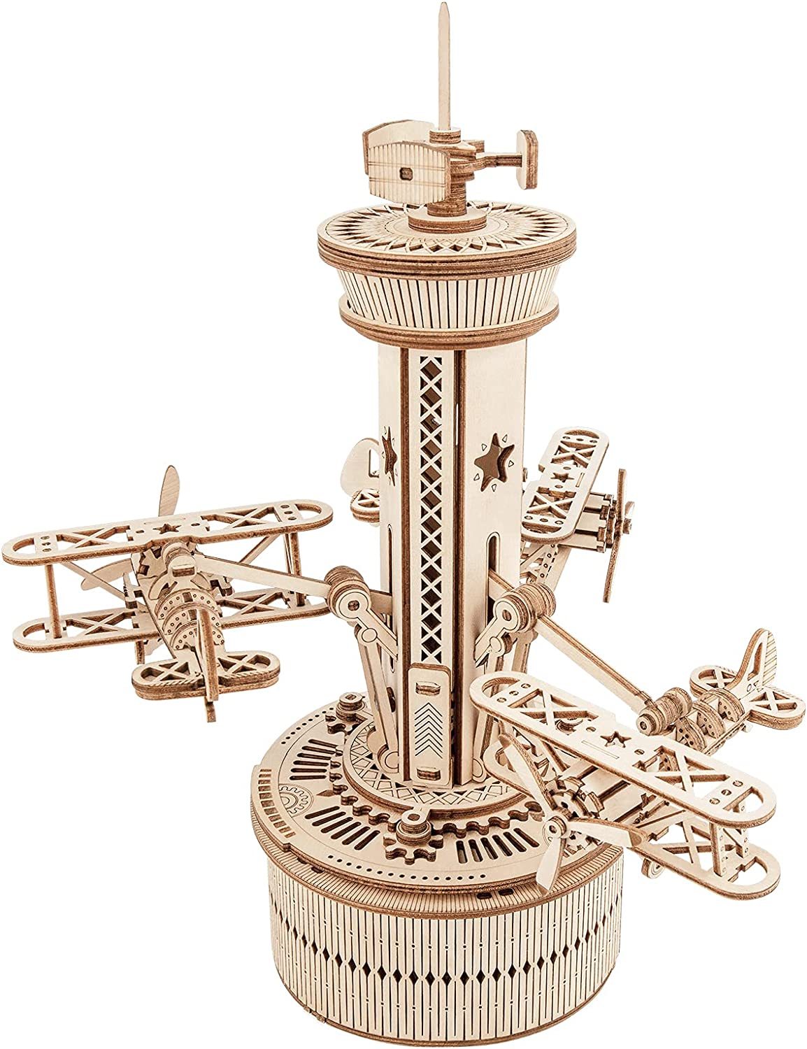 Himmelsmelodie Flugzeug & Turm – Holzbausatz mit LED für Erwachsene & Kinder