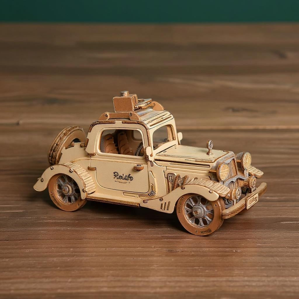 Vintage Straßenfahrzeug – Holzbausatz als 3D Modell zum Basteln & Sammeln