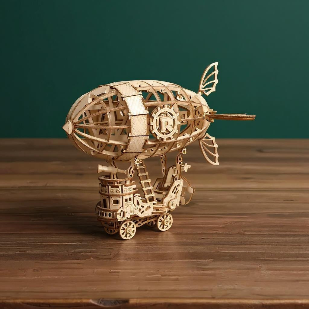 Steampunk Luftschiff – Holzbausatz Fahrzeug als Deko und zum Spielen