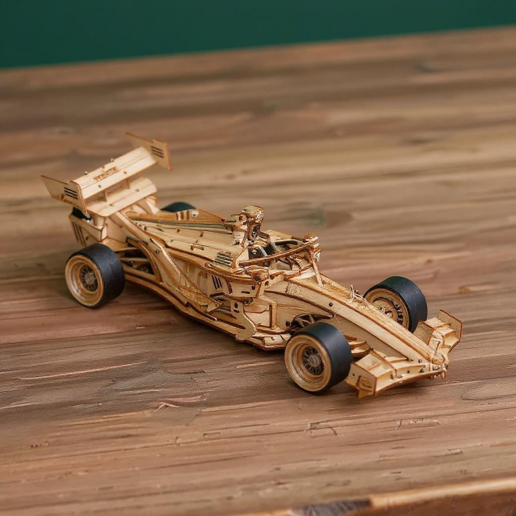 Rennwagen – Holzbausatz mit mechanischem brüllenden Motor