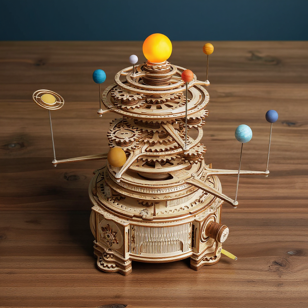Das große Planetarium – Mechanisches 3D-Sonnensystem aus Holz