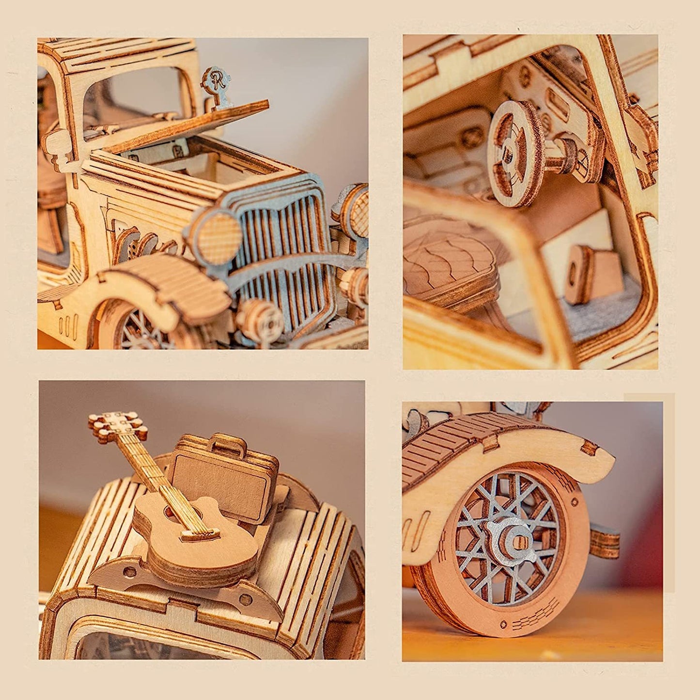 Vintage Straßenfahrzeug – Holzbausatz als 3D Modell zum Basteln & Sammeln