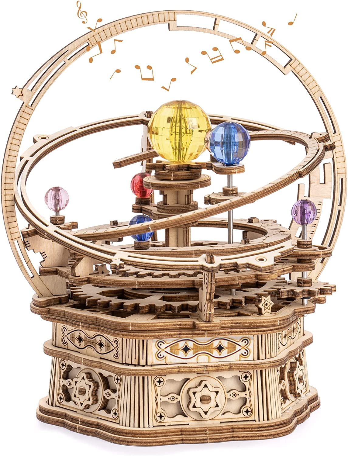 Drehende Sternennacht – Mechanische Musikbox aus Holz