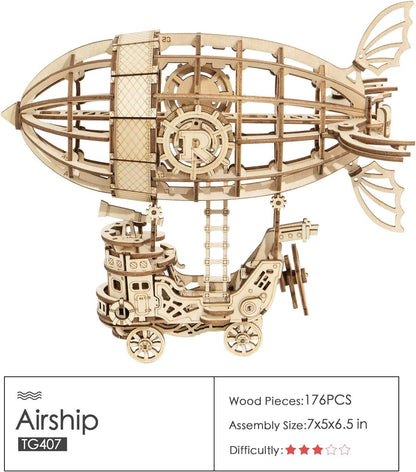 Steampunk Luftschiff – Holzbausatz Fahrzeug als Deko und zum Spielen