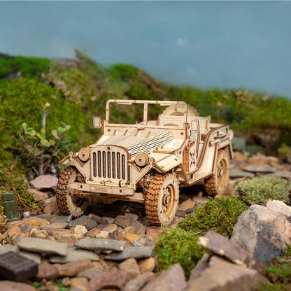 Armee Jeep – Holzbausatz Fahrzeug als Deko und zum Spielen