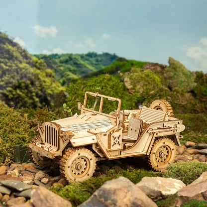 Armee Jeep – Holzbausatz Fahrzeug als Deko und zum Spielen