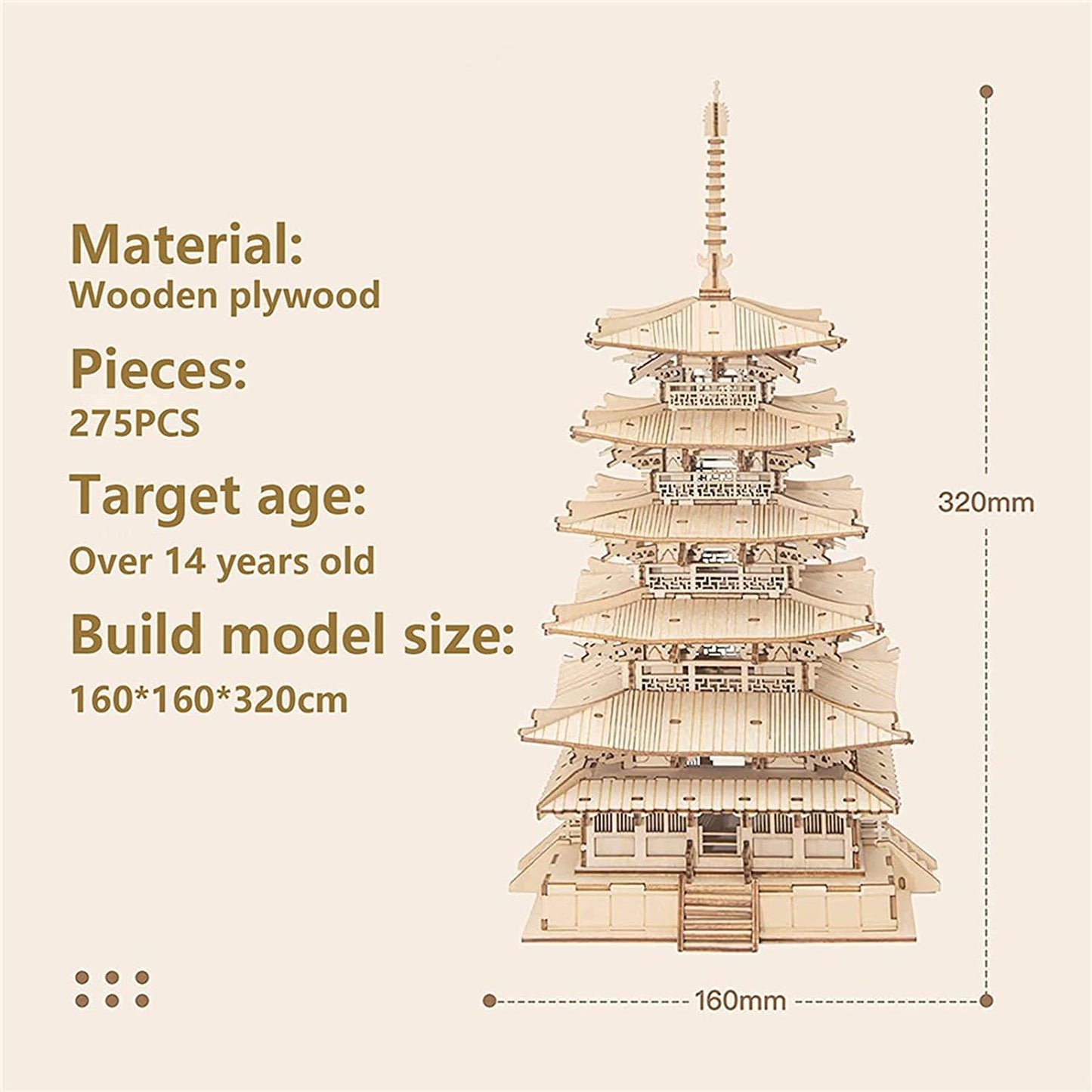 Fernöstlicher Tempelturm – Architektur Holzbausatz als Deko