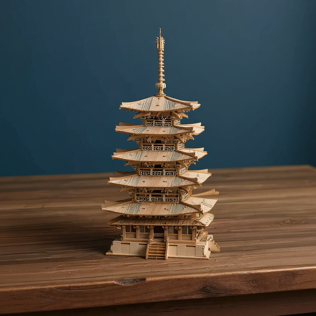 Fernöstlicher Tempelturm – Architektur Holzbausatz als Deko