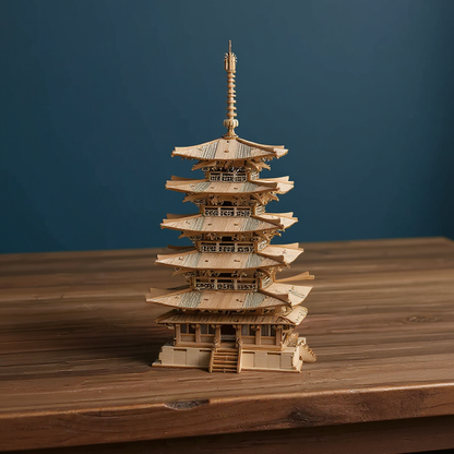 Fernöstlicher Tempelturm – Architektur Holzbausatz als Deko