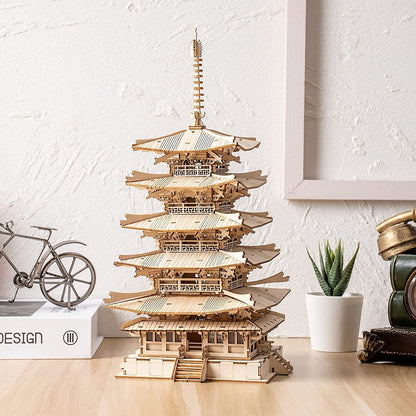 Fernöstlicher Tempelturm – Architektur Holzbausatz als Deko