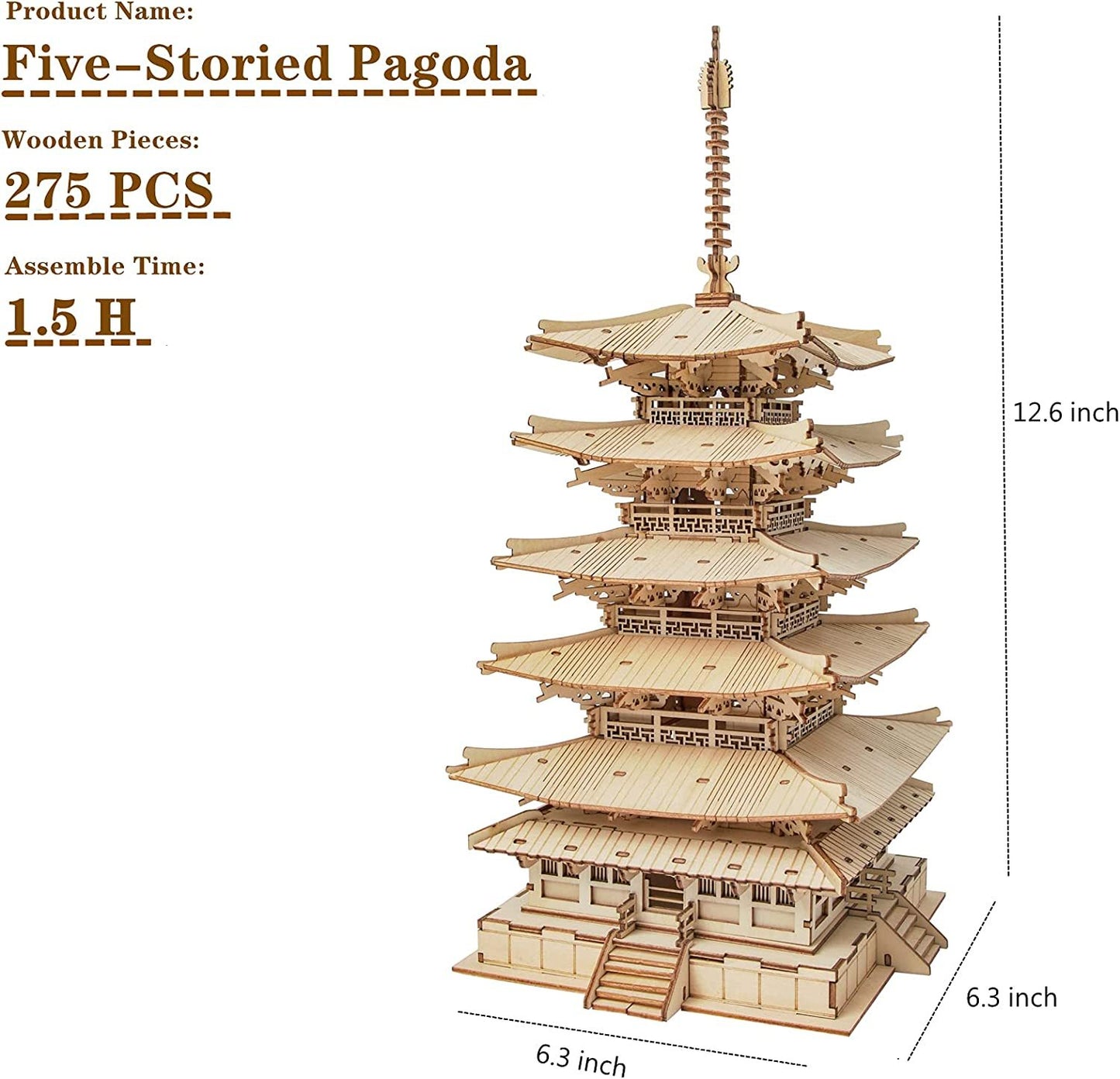 Fernöstlicher Tempelturm – Architektur Holzbausatz als Deko
