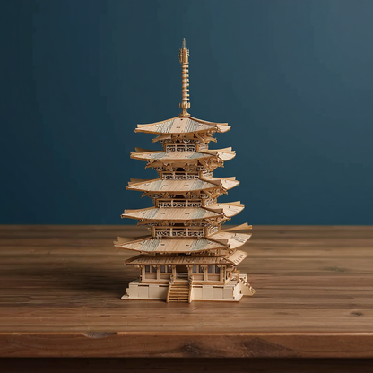 Fernöstlicher Tempelturm – Architektur Holzbausatz als Deko