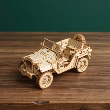 Armee Jeep – Holzbausatz Fahrzeug als Deko und zum Spielen